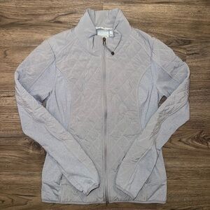 ATHLETA Upside Jacket Sz M Gray Quilted Full Zip Softshell Outdoor Athleisure